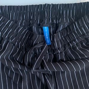 Black and White Striped Flowy Pants